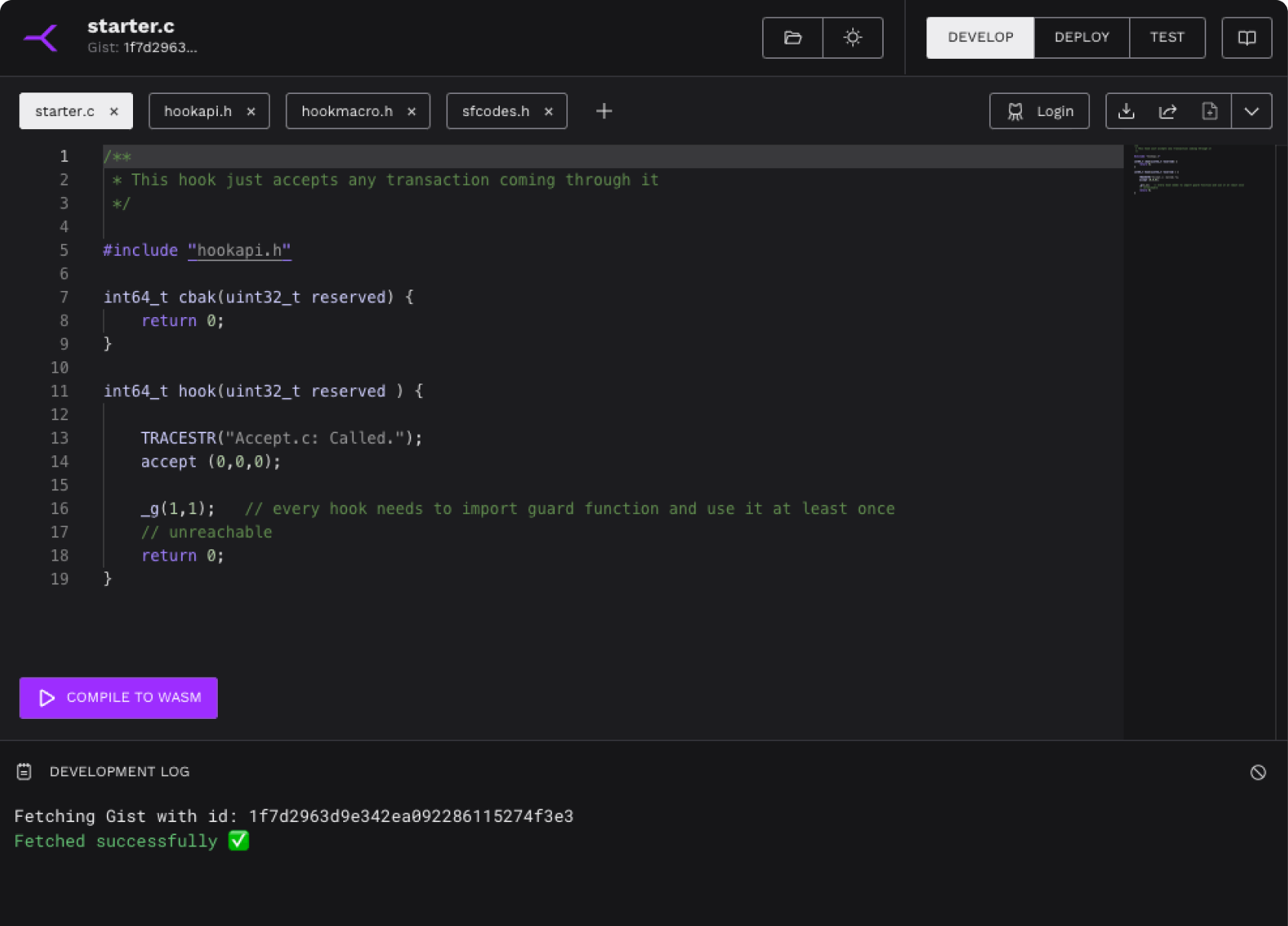 Preview of the Hooks Editor